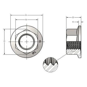 Spiralock 5/16–18 Fractional Hex Flange Nuts